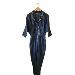 Mizz Lizz sz 11/12 denim dolman sleeve retro Vintage 80's jumpsuit